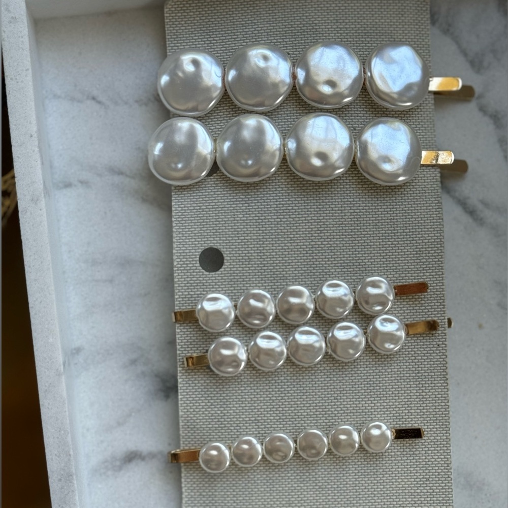 Anthropologie hair accessories barrette clips set NEW pearl 🤍🤍🤍